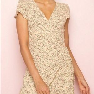 Brandy Melville Robbie yellow floral wrap dress
